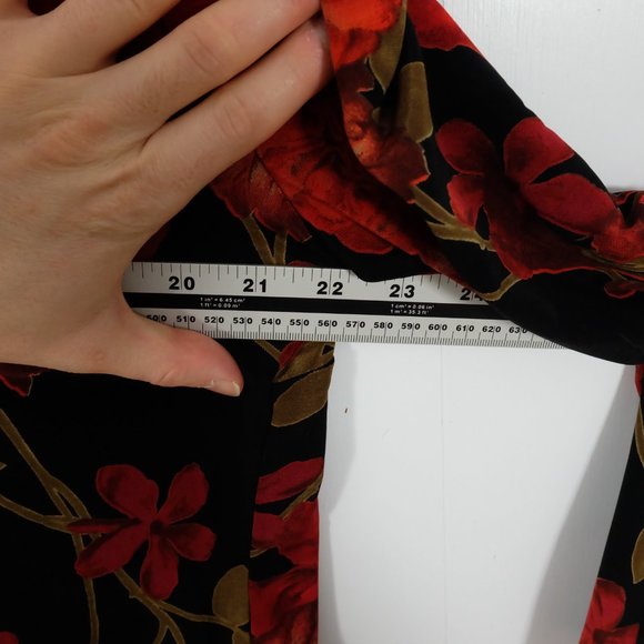 Vintage Blazer Tank Top Set Womens 12 Black Red Floral Lightweight Beads 70s 80s - Picture 7 of 10